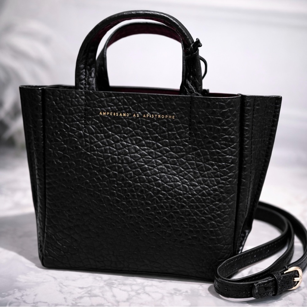 Ampersand As Apostrophe Leather Black Buffalo Micro Tote Crossbody